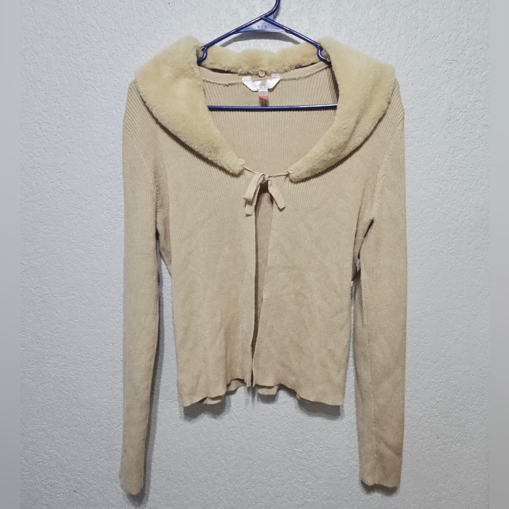 NWOT❗️No Boundaries Juniors' Faux Fur Collar Cardigan Sweater Size XXXL (21)